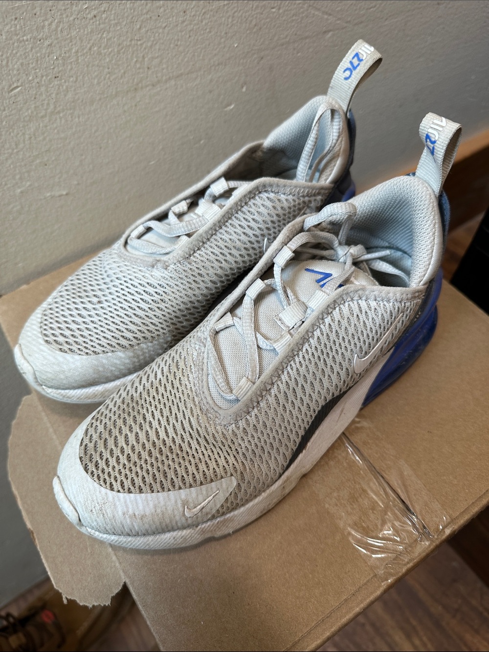 Nike Kids Gray and Blue Mesh Athletic Sneakers